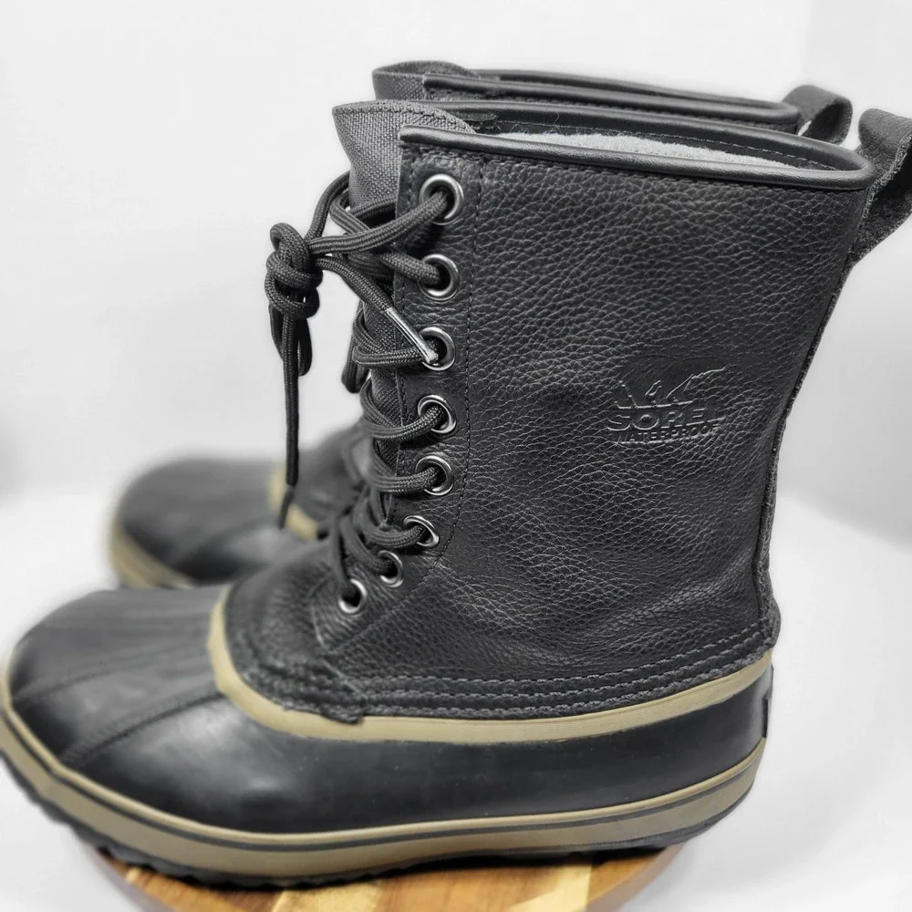 Sorel 1964 Premium T Mens Boots Size 8 Black Waterproof Leather Duck Snow NM1561